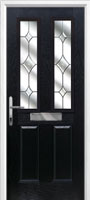 2 Panel 2 Square Crystal Diamond in Black