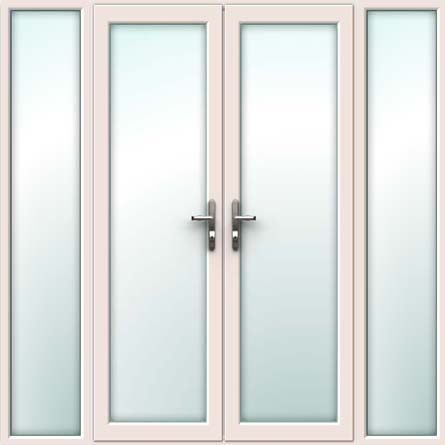 Cream UPVC French Doors with Side Panels