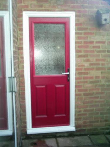 half glazed back door in red