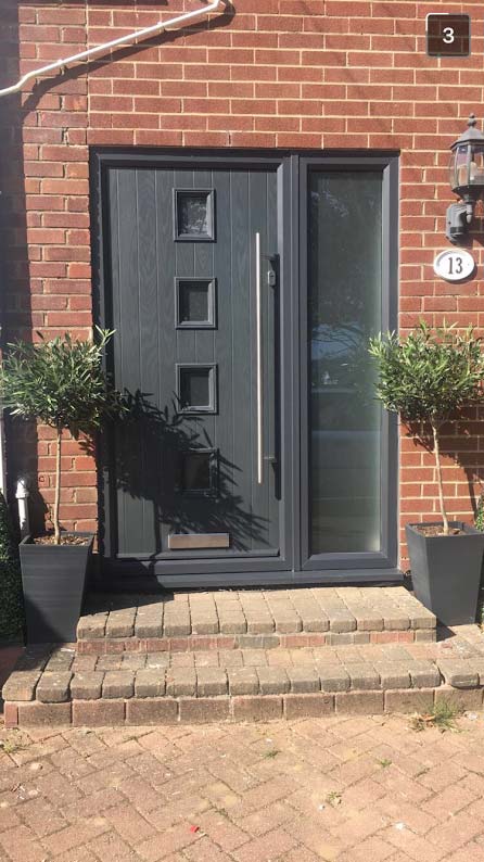 4 Square Glazed Composite Front Door in Grey 4 Square Glazed Composite Front Door in Grey