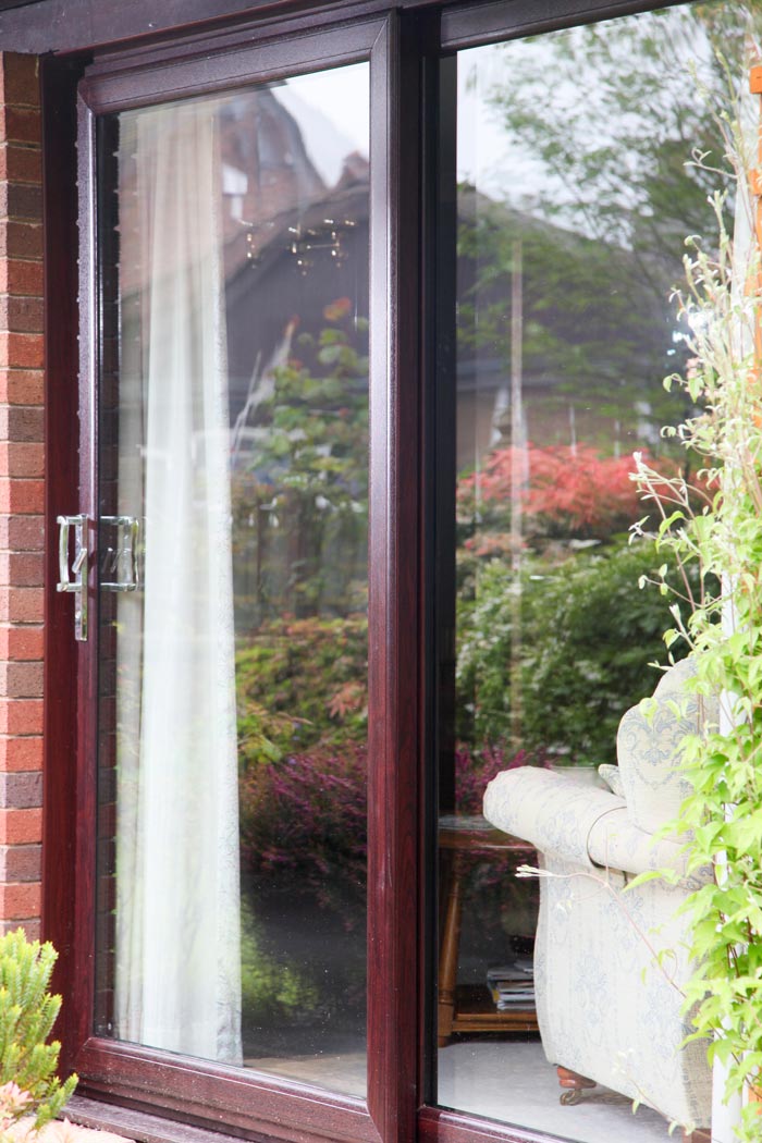 Rosewood Sliding Patio Doors, 2 Pane UPVC