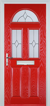 2 Panel 2 Square 1 Arch Classic Composite Front Door in Poppy Red 2 Panel 2 Square 1 Arch Classic Composite Front Door in Poppy Red