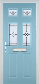 2 Panel 4 Square Elegance Timber Solid Core Door In Duck Egg Blue