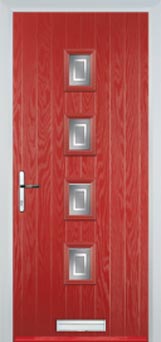4 Square (centre) Enfield Composite Front Door in Red