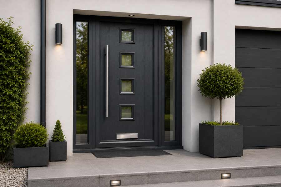 modern composite door in grey