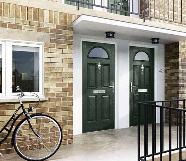 green external composite fire doors the flats