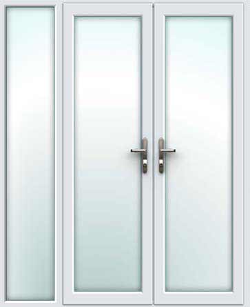 white upvc french doors & left side panel