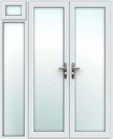 white upvc french doors with left opening side sash panel