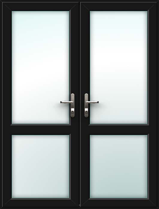 black upvc french doors with mid rails