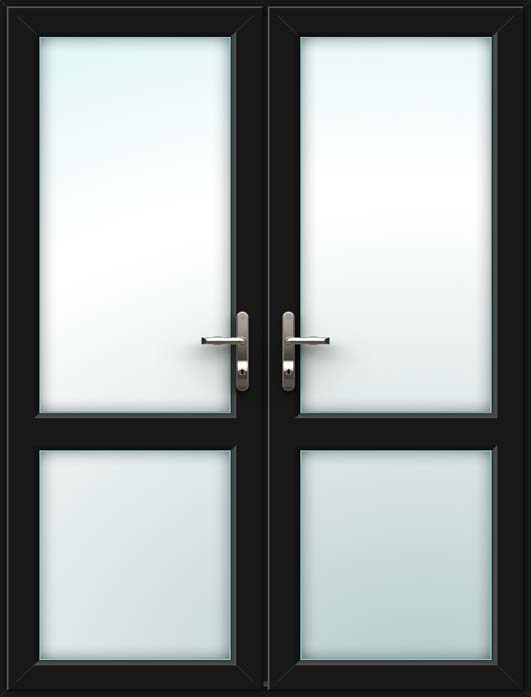 Black UPVC French Doors with Mid Rails