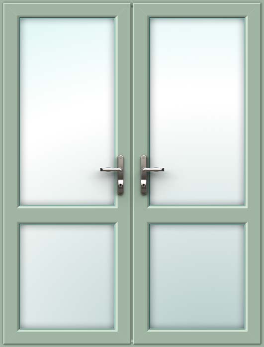 Chartwell Green UPVC French Doors with Mid Rails