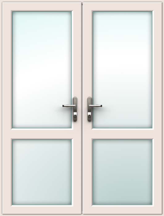 Cream UPVC French Doors with Mid Rails