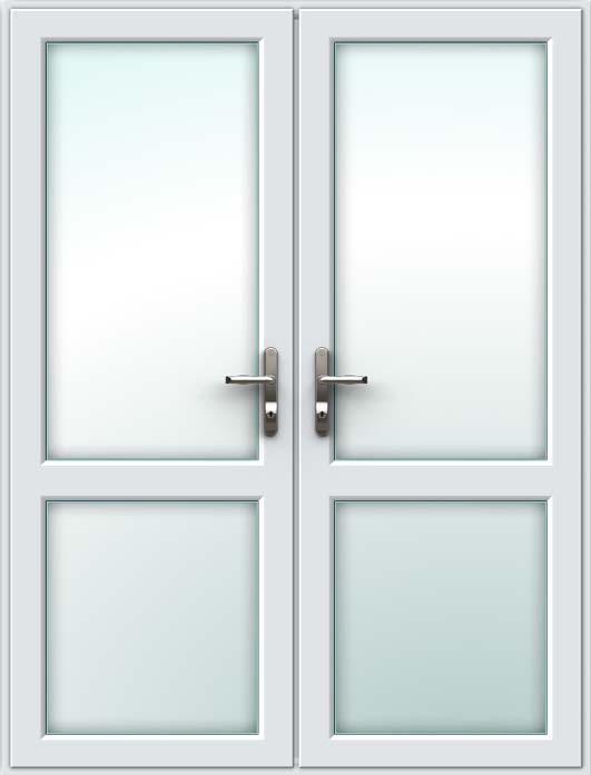 White UPVC French Doors with Mid Rails