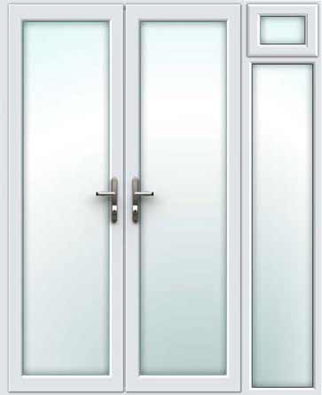 white upvc french doors with left opening side sash panel