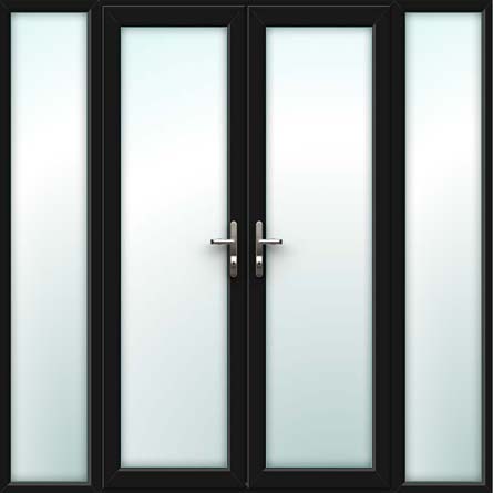 Black UPVC French Doors with Side Panels