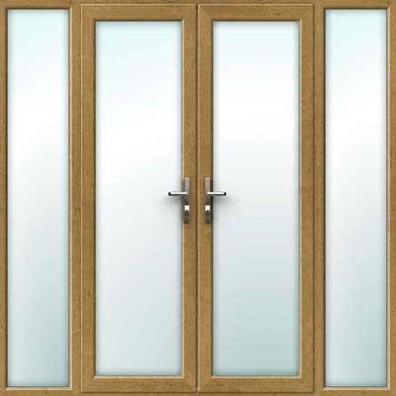 Irish Oak UPVC French Doors with Side Panels