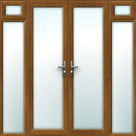 oak upvc french doors with opening side sash panels