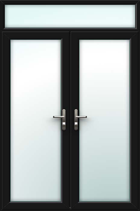 black upvc french doors with top light