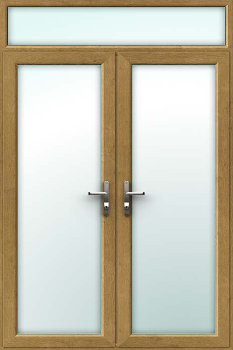 irish oak upvc french doors with top light