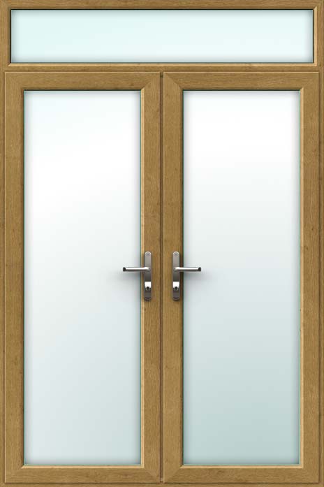 Irish Oak UPVC French Doors and Top Light