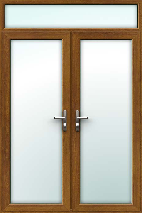 Oak UPVC French Doors and Top Light