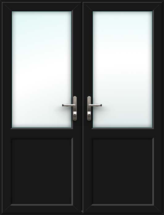 half glazed black upvc french doors