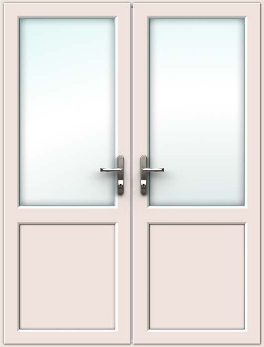 Half Glazed Cream UPVC French Doors