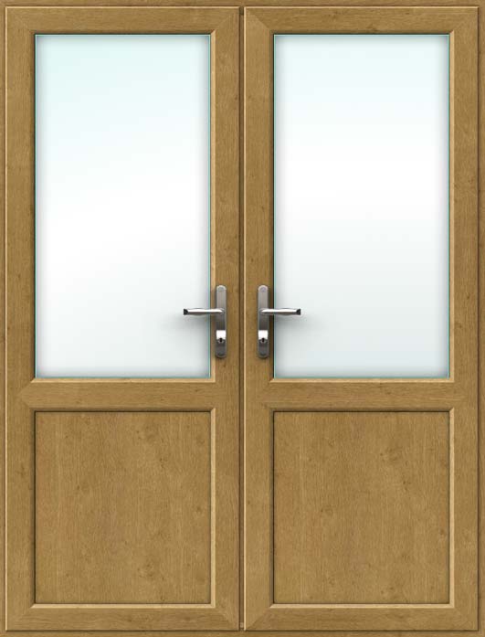 Half Glazed Irish Oak UPVC French Doors