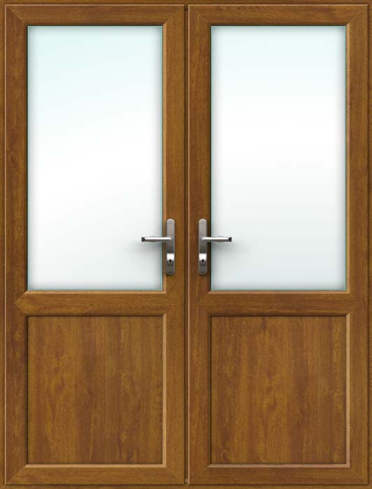 half glazed oak upvc french doors