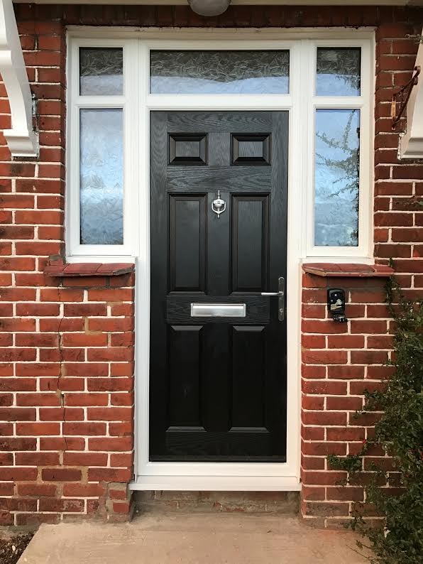 6 Panel Composite Front Door In Black Minimum And Maximum Door