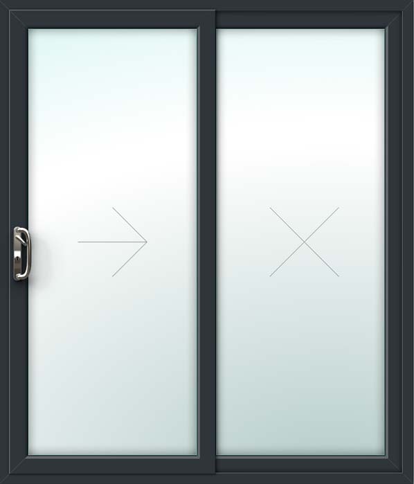 Grey 2 Pane Sliding Patio Doors