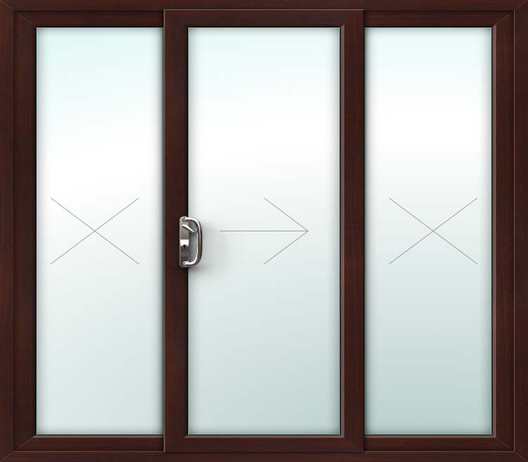 Rosewood 3 Pane Sliding Patio Doors