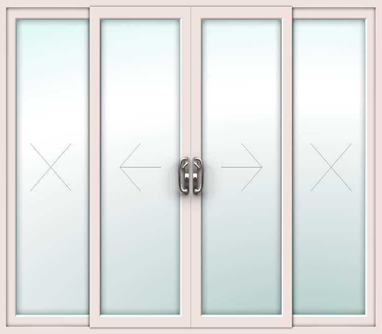 Cream 4 Pane Sliding Patio Doors