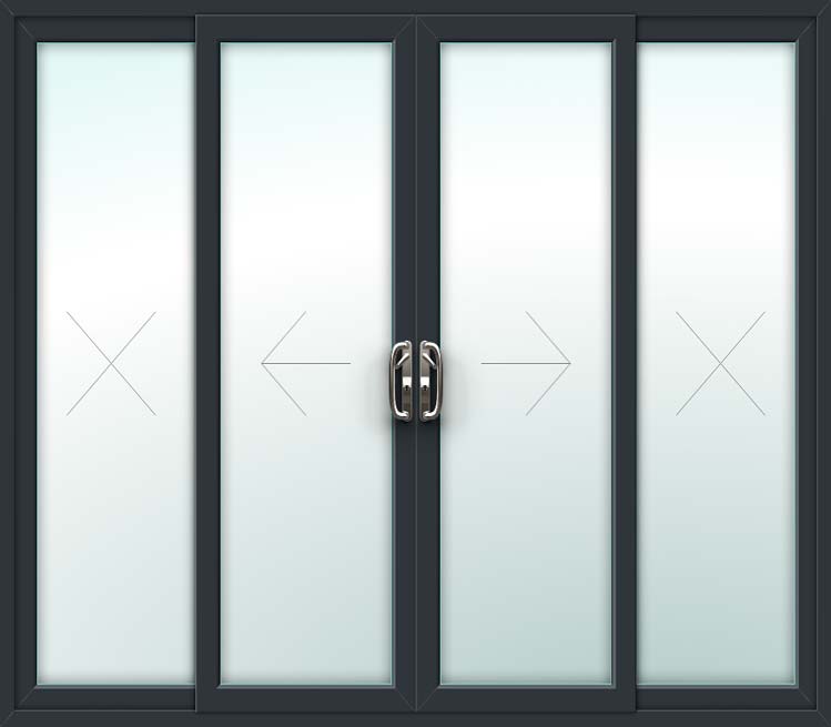 Grey 4 Pane Sliding Patio Doors, 4 Panel Sliding Patio Door