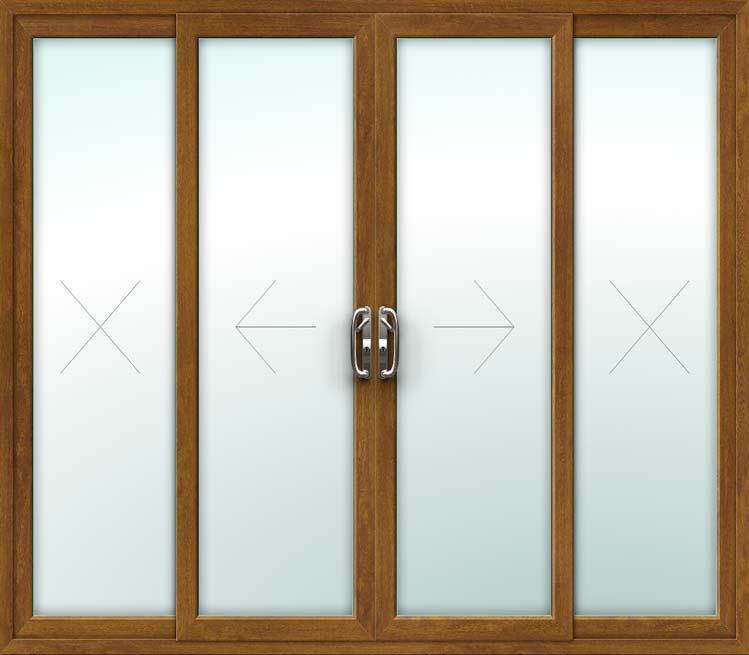 Oak 4 Pane Sliding Patio Doors