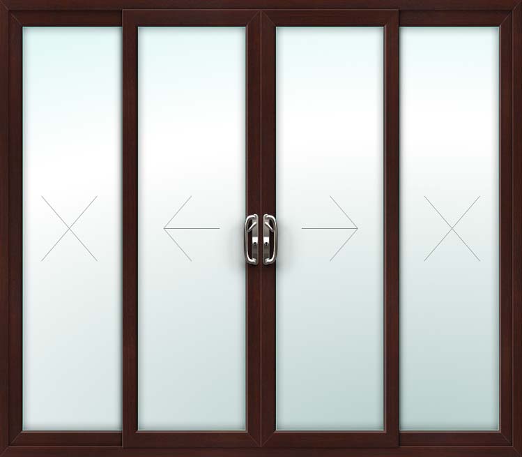 Rosewood 4 Pane Sliding Patio Doors