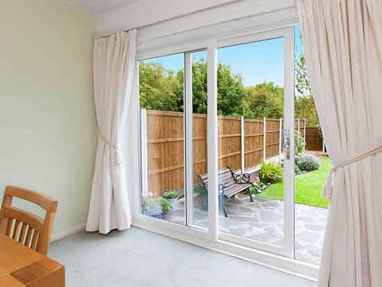 white 2 pane sliding patio doors