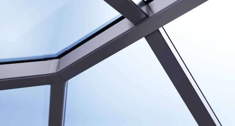 inside view of grey aluminium roof lantern