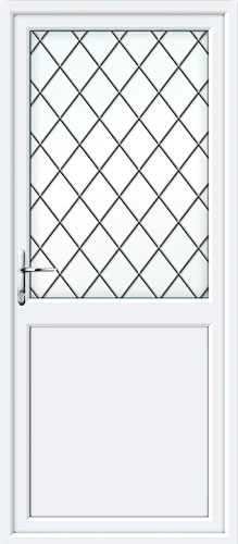 half glazed upvc door with diamond lead