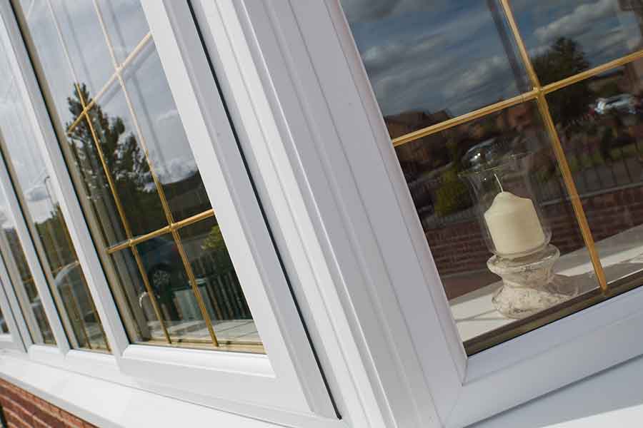 3 sided white upvc bay window